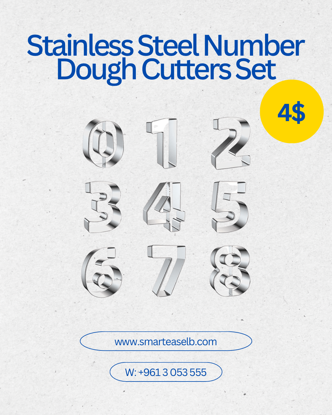 Stainless Steel Dough Cutters: Numbers - smartease