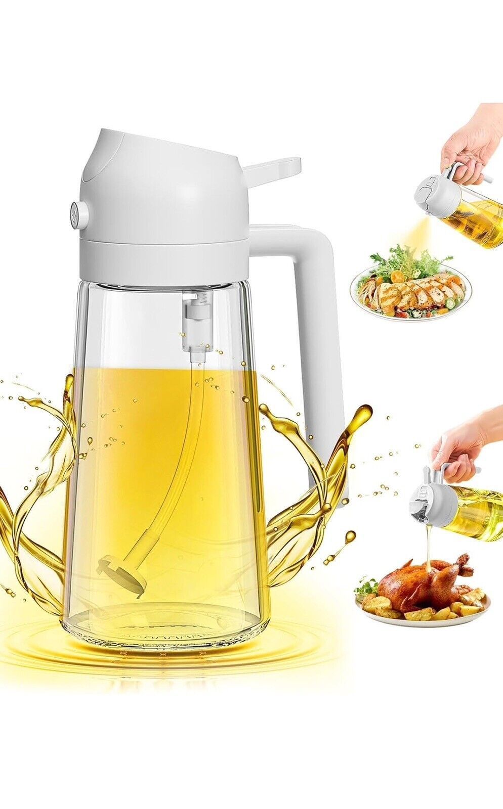 2 - in - 1 Glass Oil Sprayer & Dispenser Bottle - smartease