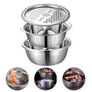3 in 1 Stainless Steel Basin Grater with Drain Basket - smartease