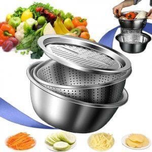 3 in 1 Stainless Steel Basin Grater with Drain Basket - smartease