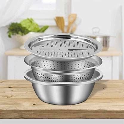 3 in 1 Stainless Steel Basin Grater with Drain Basket - smartease