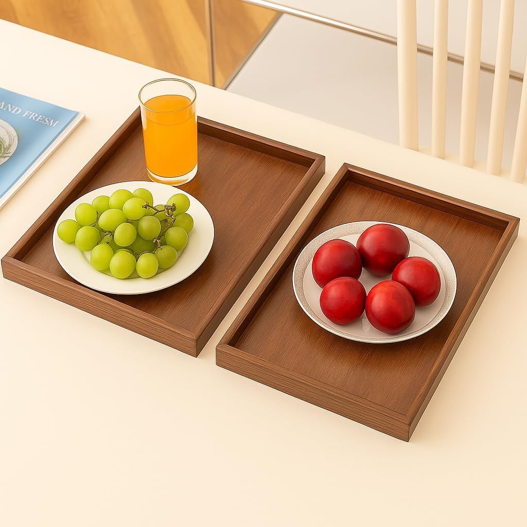 Wooden Serving Trays Dark brown - Set of 3 different sizes - smartease