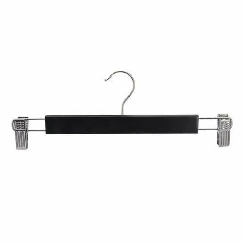 Black Wooden Hanger with Stainless Steel Clips - smartease