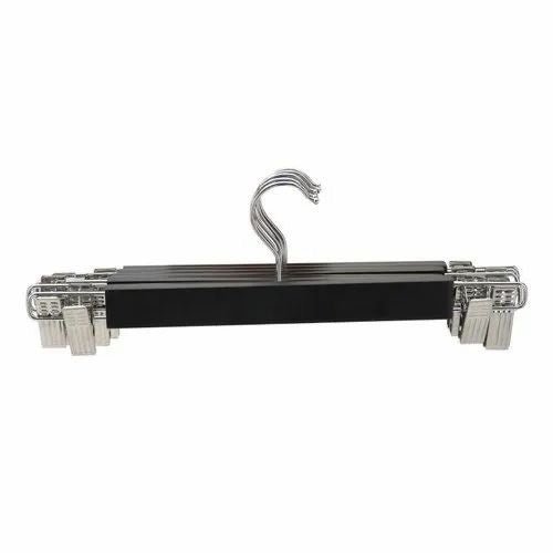 Black Wooden Hanger with Stainless Steel Clips - smartease