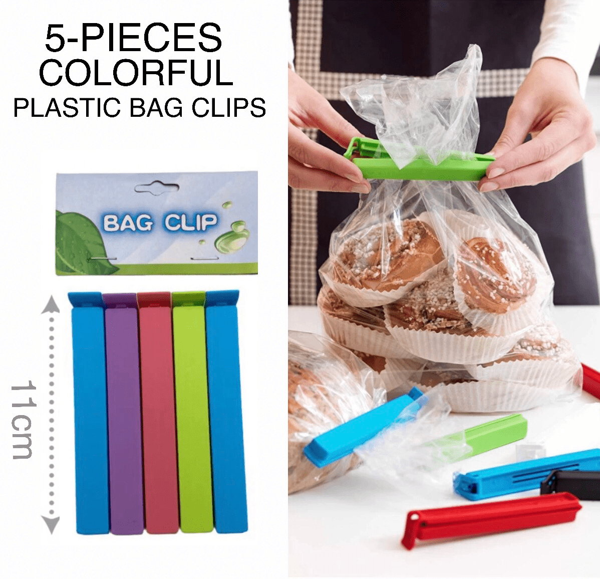 Colored Plastic Bag Clips (Pack of 5) - smartease