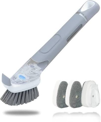 Dish Cleaning Brush with Soap Pump and Changeable Head - smartease