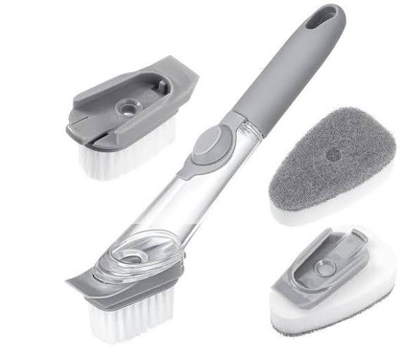 Dish Cleaning Brush with Soap Pump and Changeable Head - smartease
