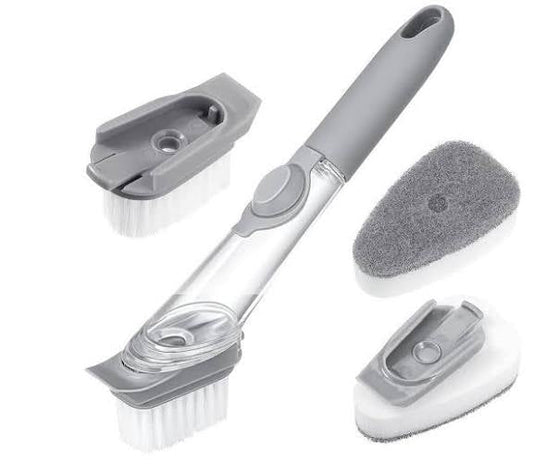 Dish Cleaning Brush with Soap Pump and Changeable Head - smartease
