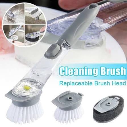 Dish Cleaning Brush with Soap Pump and Changeable Head - smartease