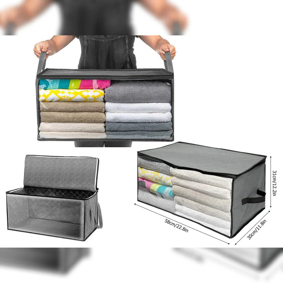 Fabric Storage Box with Transparent Side - smartease