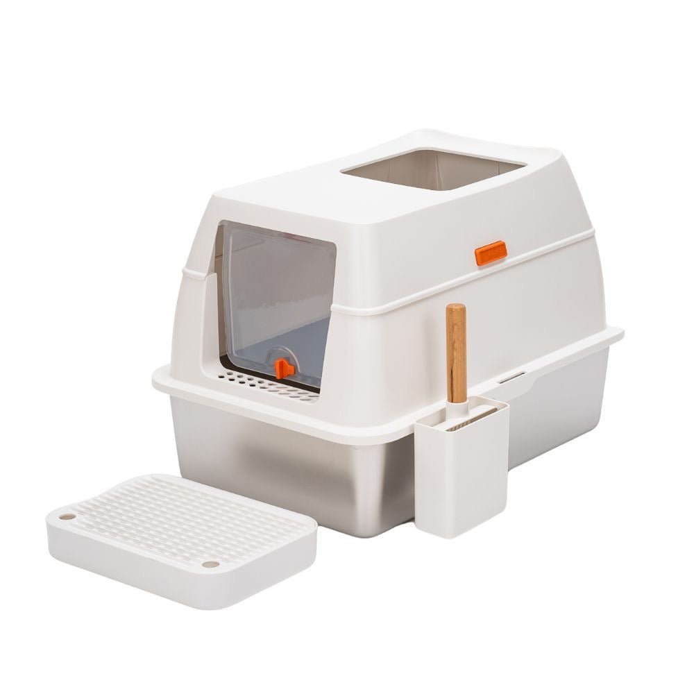 Fully Enclosed Stainless Steel Litter Box - smartease