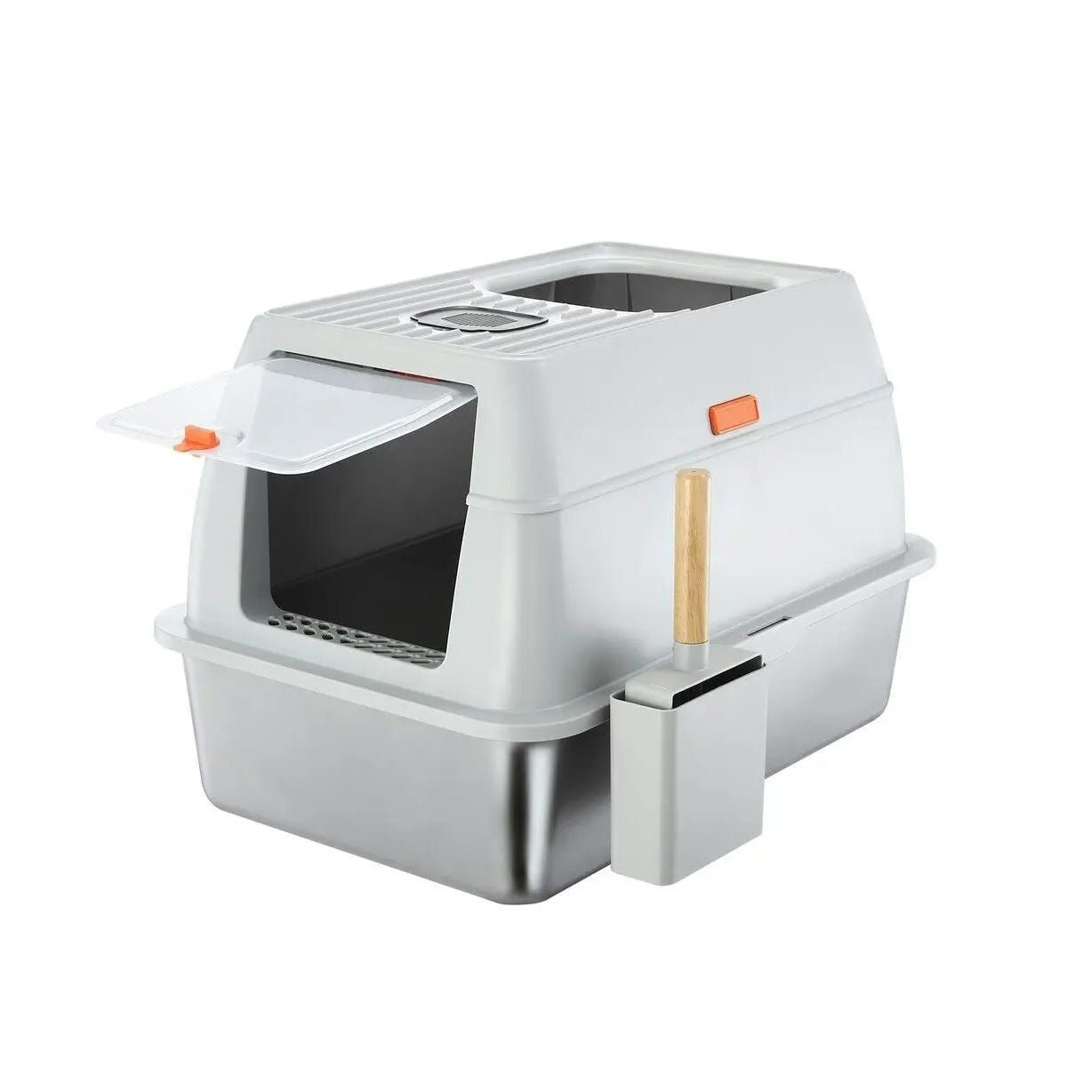 Fully Enclosed Stainless Steel Litter Box - smartease