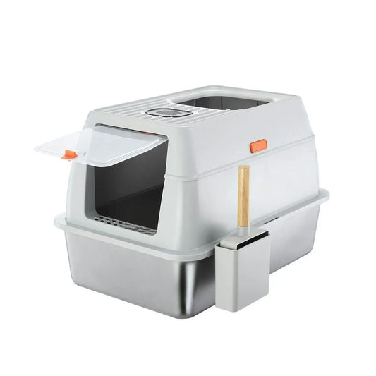 Fully Enclosed Stainless Steel Litter Box - smartease