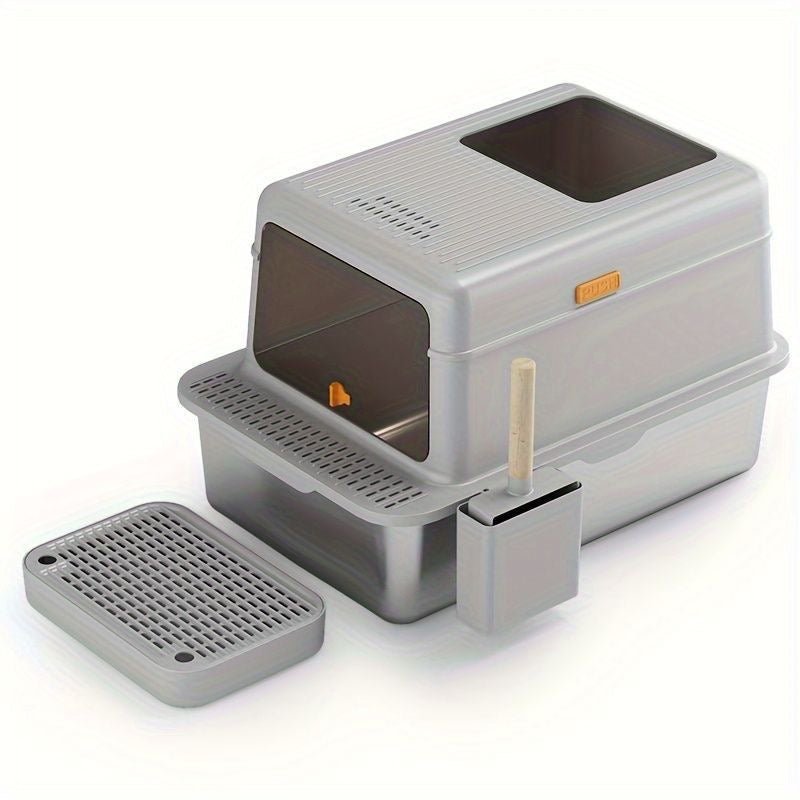 Fully Enclosed Stainless Steel Litter Box - smartease
