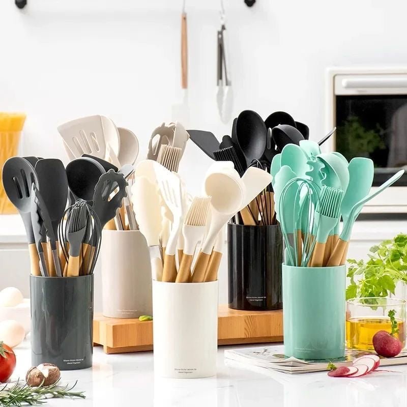Kitchen Silicone Utensils Set (12 Pieces) - smartease