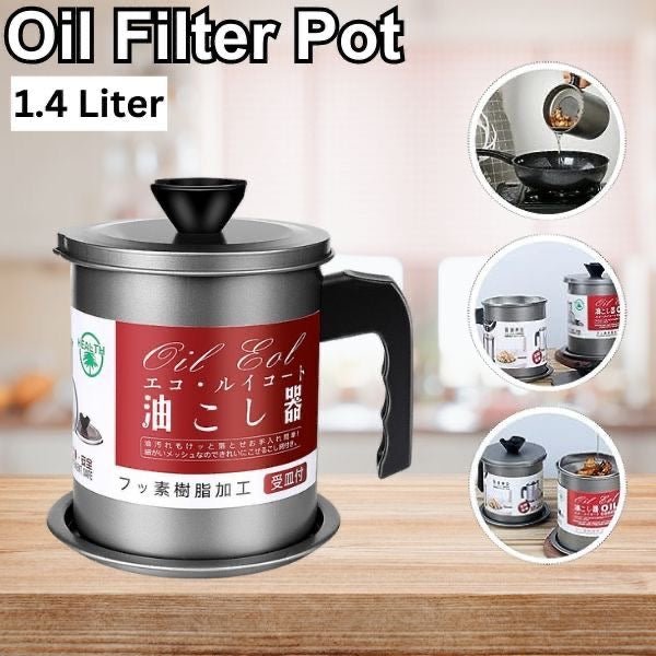 Oil Storage and Filtration Pot with Lid - smartease