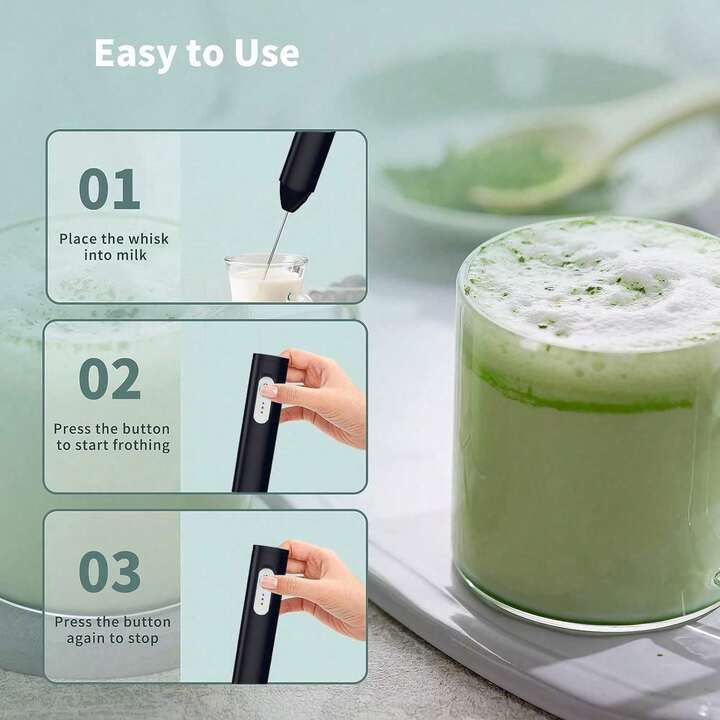 Rechargeable Electric Milk Frother (3 Speeds) - smartease