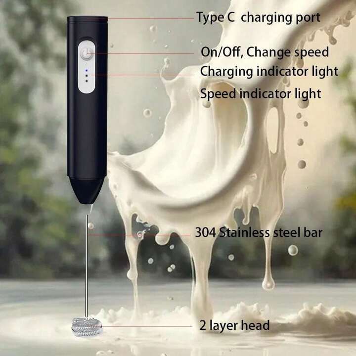 Rechargeable Electric Milk Frother (3 Speeds) - smartease