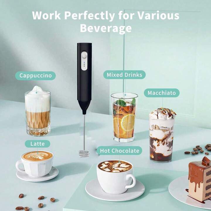 Rechargeable Electric Milk Frother (3 Speeds) - smartease