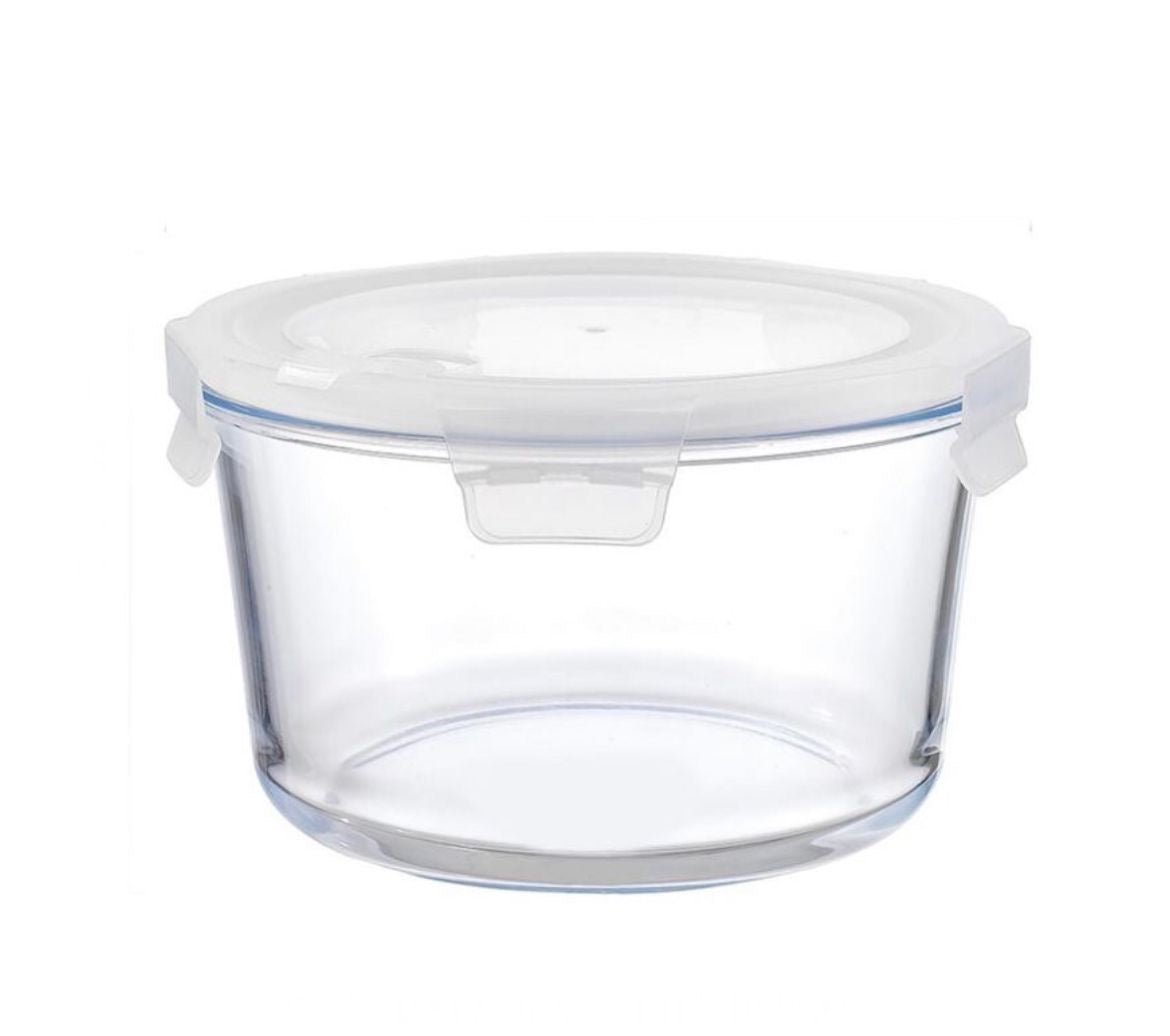 Round Airtight Glass Tupperware with Lids (Food Storage Containers Set of 3) - smartease