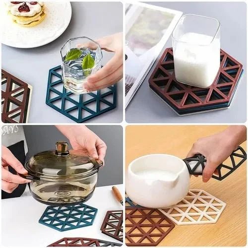 Silicone Heat Pad Hexagon Shape (Set of 4) - smartease
