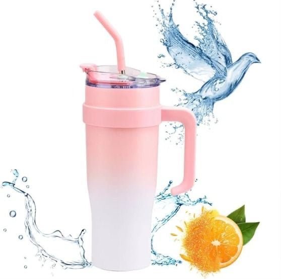 Stanley Style Travel Mug Full Stainless Steel Interior and Straw - smartease