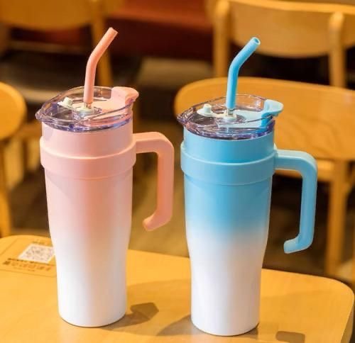 Stanley Style Travel Mug Full Stainless Steel Interior and Straw - smartease