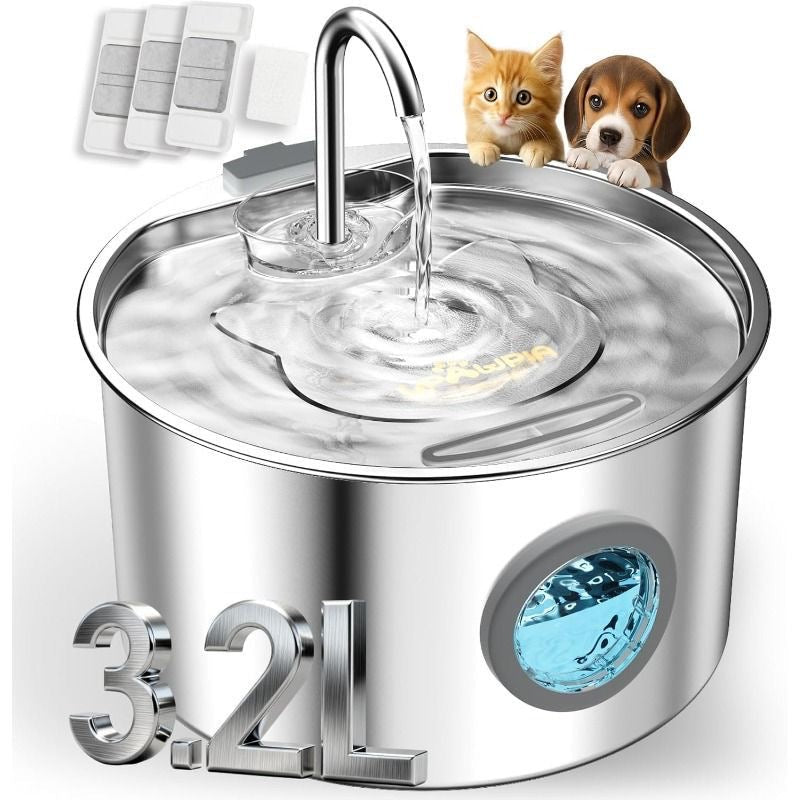 Steel Paws Stainless Steel Pet Water Fountain - smartease