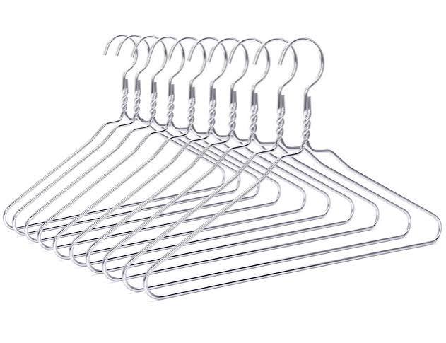 Thick Silver Aluminium Clothes Hangers - Pack of 10 - smartease